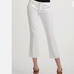 Tory Burch crop jean monogram back pocket logo white size 30